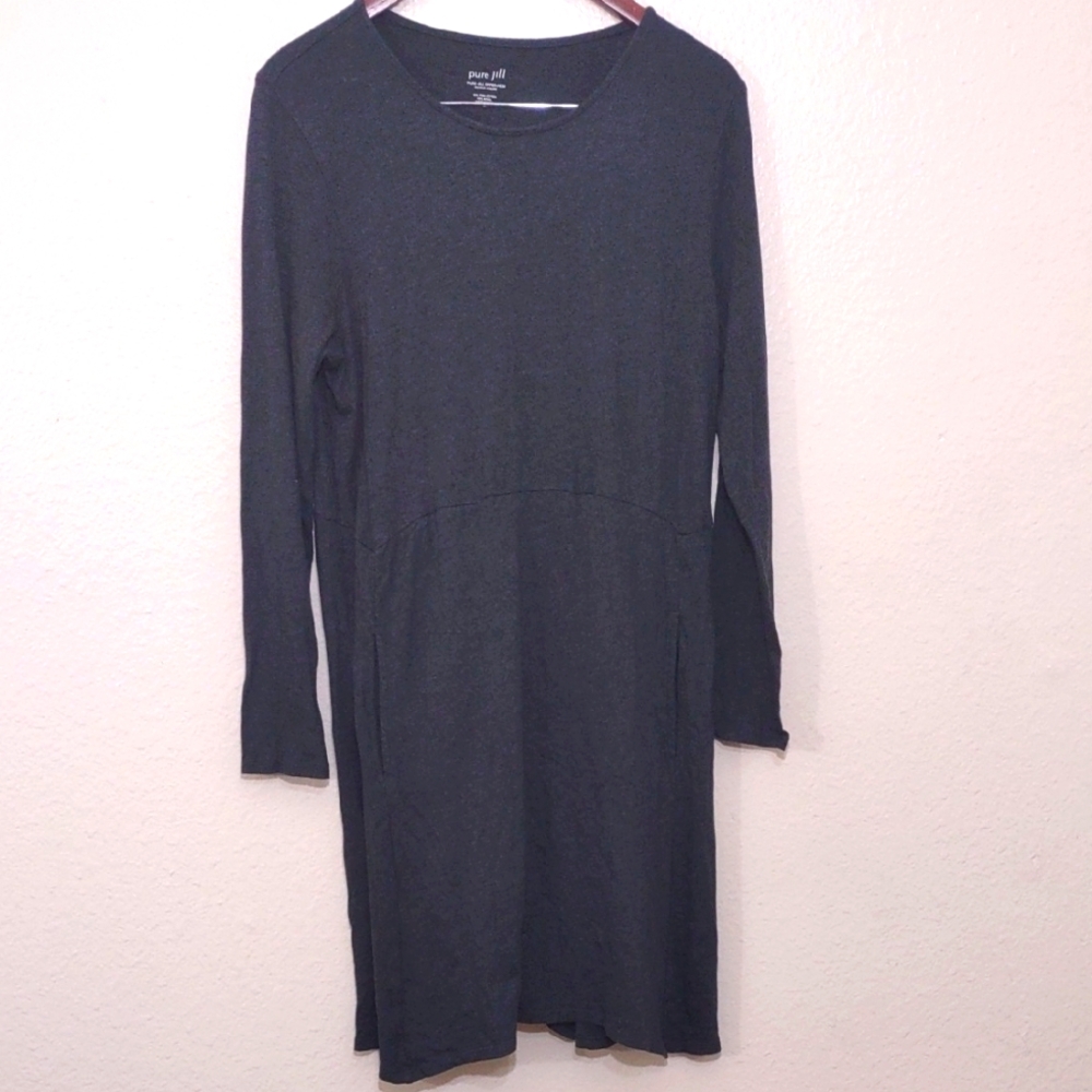 SLIGHTLY USED PURE JILL DIPPED HEM SWING DRESS 60% PIMA COTTON 40% MODAL SIZE M